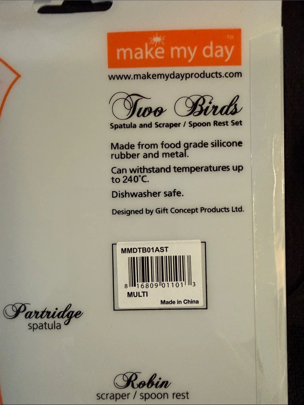 Make My Day Two Birds Red Silicone Spatula & Spoon Rest Set